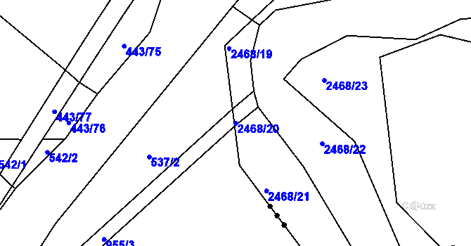 Parcela st. 2468/20 v KÚ Luhačovice, Katastrální mapa