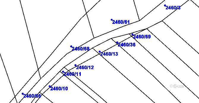 Parcela st. 2460/13 v KÚ Luhačovice, Katastrální mapa