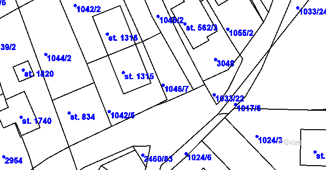 Parcela st. 1046/7 v KÚ Luhačovice, Katastrální mapa