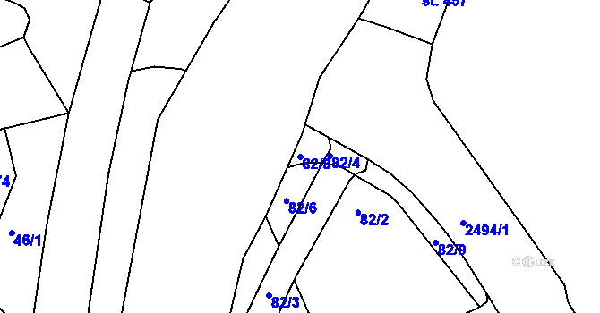 Parcela st. 82/8 v KÚ Luhačovice, Katastrální mapa