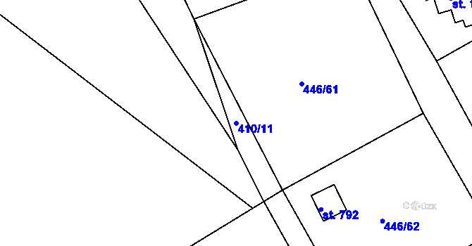 Parcela st. 410/11 v KÚ Luhačovice, Katastrální mapa
