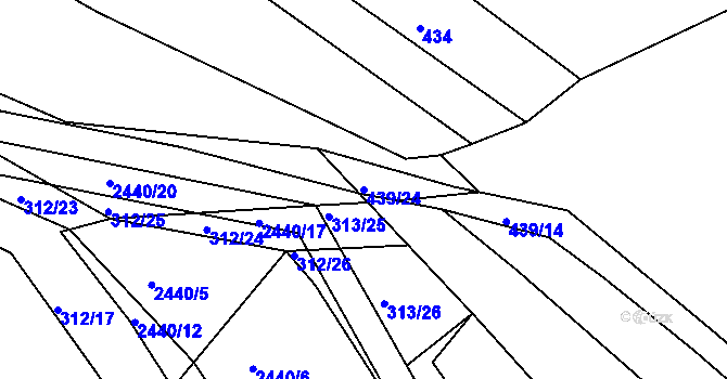 Parcela st. 439/24 v KÚ Luhačovice, Katastrální mapa