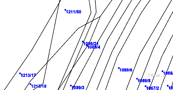 Parcela st. 1089/4 v KÚ Luhačovice, Katastrální mapa
