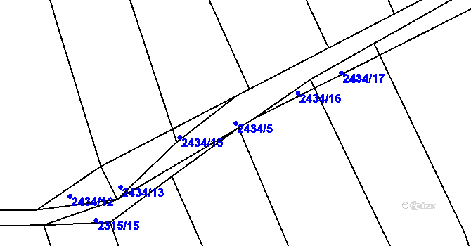 Parcela st. 2434/5 v KÚ Luhačovice, Katastrální mapa