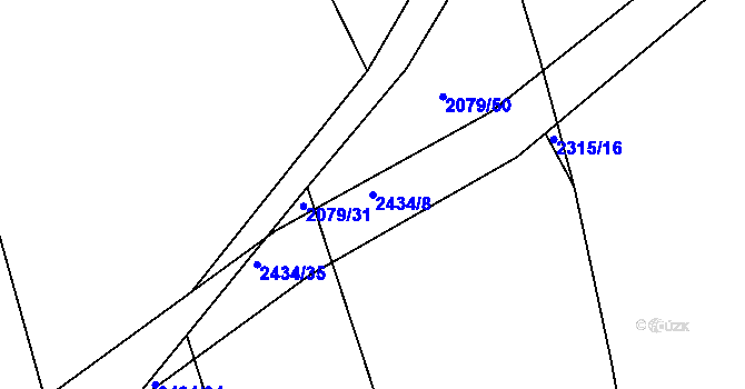 Parcela st. 2434/8 v KÚ Luhačovice, Katastrální mapa