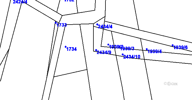 Parcela st. 2434/9 v KÚ Luhačovice, Katastrální mapa