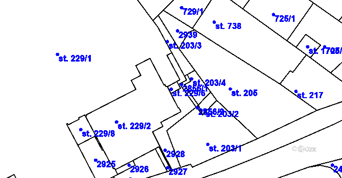 Parcela st. 229/6 v KÚ Luhačovice, Katastrální mapa