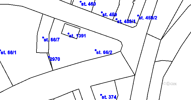 Parcela st. 66/2 v KÚ Luhačovice, Katastrální mapa