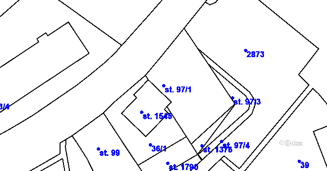 Parcela st. 97/1 v KÚ Luhačovice, Katastrální mapa