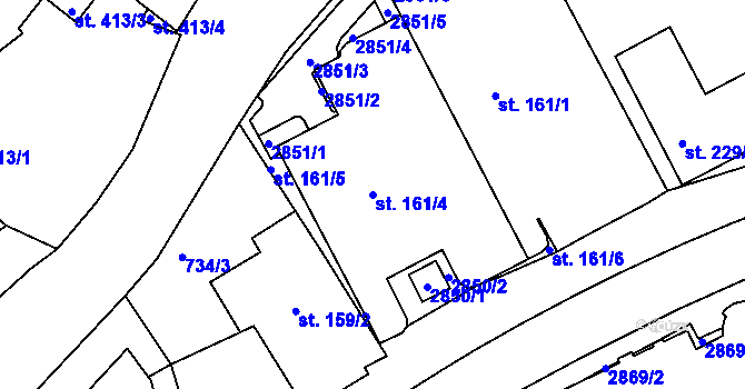 Parcela st. 161/4 v KÚ Luhačovice, Katastrální mapa