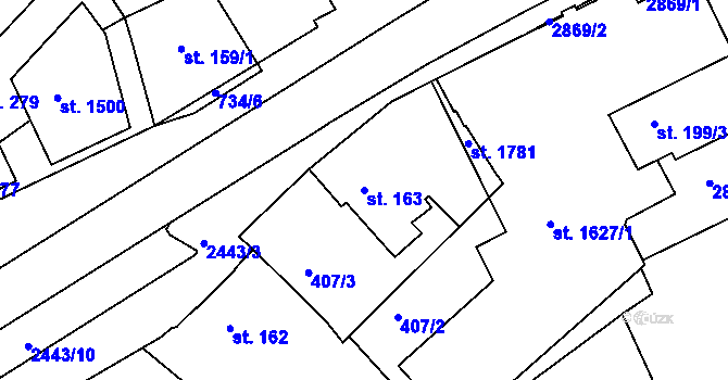 Parcela st. 163 v KÚ Luhačovice, Katastrální mapa