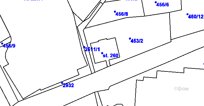 Parcela st. 260 v KÚ Luhačovice, Katastrální mapa