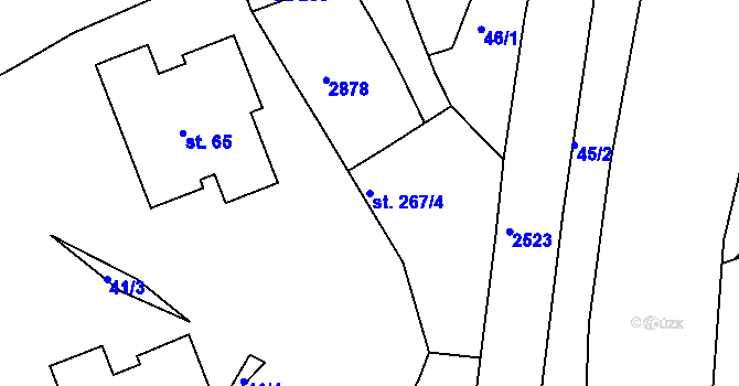 Parcela st. 267/4 v KÚ Luhačovice, Katastrální mapa