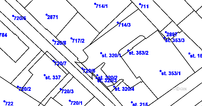 Parcela st. 320/1 v KÚ Luhačovice, Katastrální mapa
