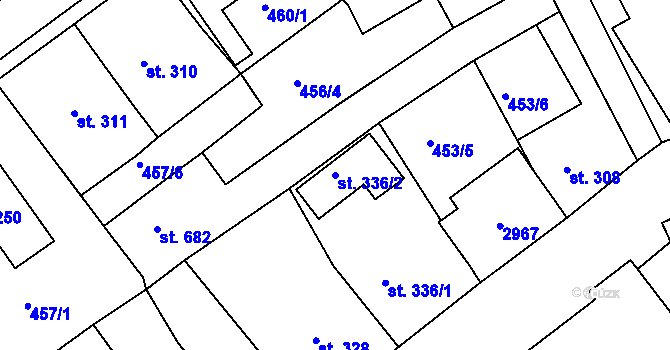 Parcela st. 336/2 v KÚ Luhačovice, Katastrální mapa
