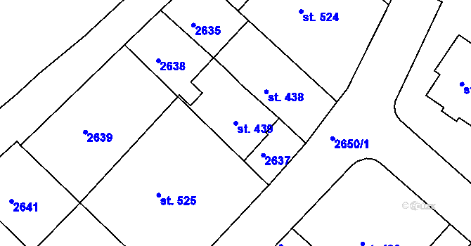 Parcela st. 439 v KÚ Luhačovice, Katastrální mapa