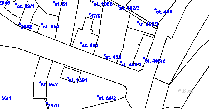 Parcela st. 459 v KÚ Luhačovice, Katastrální mapa