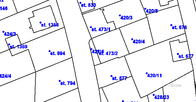 Parcela st. 473/2 v KÚ Luhačovice, Katastrální mapa