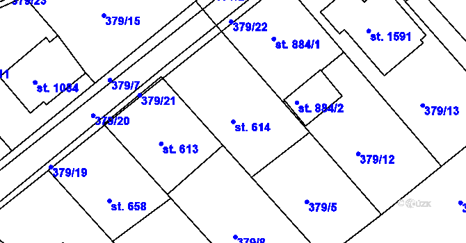 Parcela st. 614 v KÚ Luhačovice, Katastrální mapa