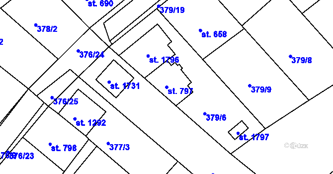 Parcela st. 797 v KÚ Luhačovice, Katastrální mapa