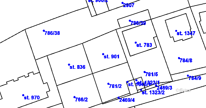 Parcela st. 901 v KÚ Luhačovice, Katastrální mapa