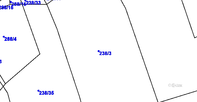 Parcela st. 238/3 v KÚ Luhačovice, Katastrální mapa