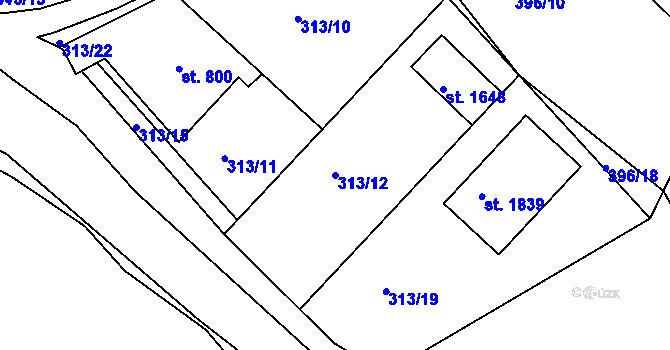 Parcela st. 313/12 v KÚ Luhačovice, Katastrální mapa