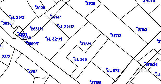 Parcela st. 376/1 v KÚ Luhačovice, Katastrální mapa