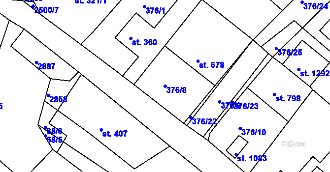 Parcela st. 376/8 v KÚ Luhačovice, Katastrální mapa