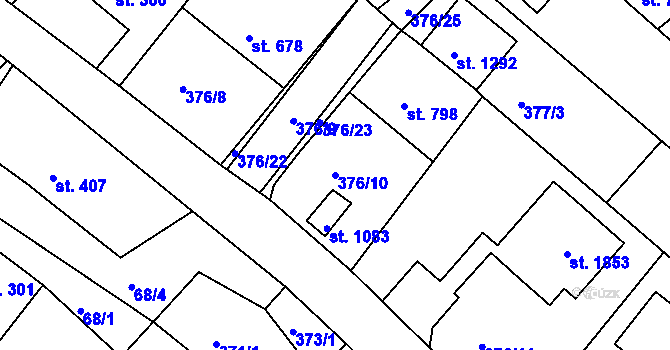 Parcela st. 376/10 v KÚ Luhačovice, Katastrální mapa