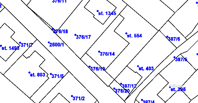 Parcela st. 376/14 v KÚ Luhačovice, Katastrální mapa
