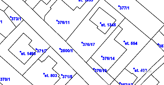 Parcela st. 376/17 v KÚ Luhačovice, Katastrální mapa