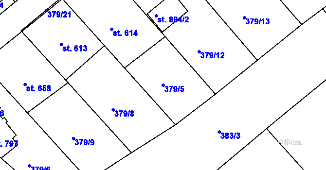 Parcela st. 379/5 v KÚ Luhačovice, Katastrální mapa