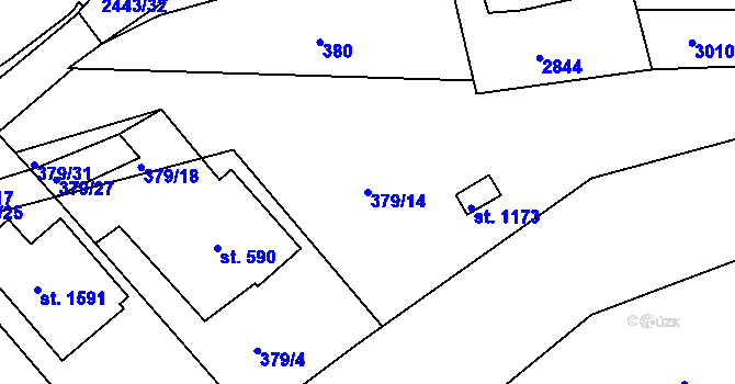 Parcela st. 379/14 v KÚ Luhačovice, Katastrální mapa