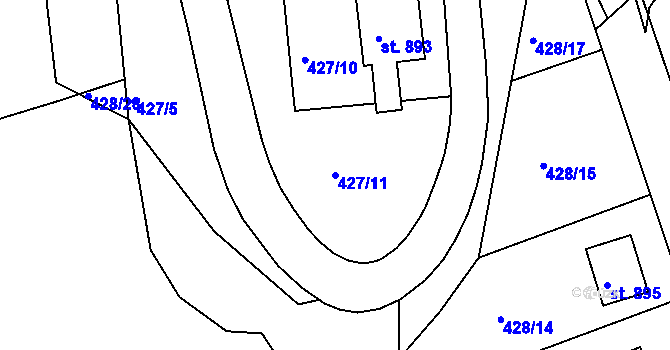 Parcela st. 427/11 v KÚ Luhačovice, Katastrální mapa