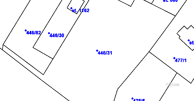 Parcela st. 446/31 v KÚ Luhačovice, Katastrální mapa