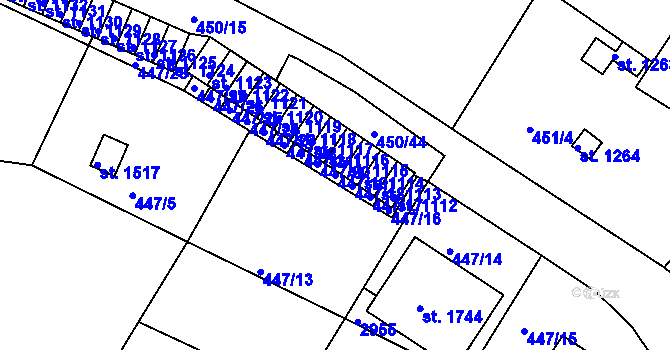 Parcela st. 447/19 v KÚ Luhačovice, Katastrální mapa