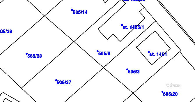 Parcela st. 505/8 v KÚ Luhačovice, Katastrální mapa