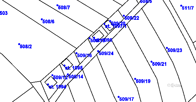 Parcela st. 509/24 v KÚ Luhačovice, Katastrální mapa