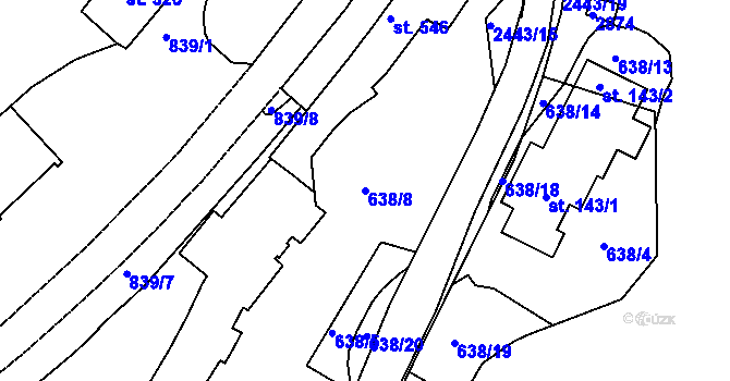 Parcela st. 638/8 v KÚ Luhačovice, Katastrální mapa
