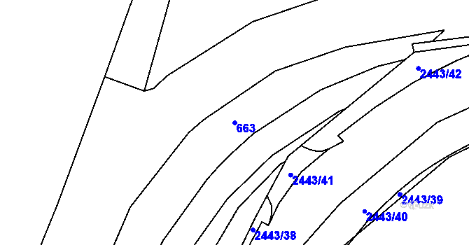 Parcela st. 663 v KÚ Luhačovice, Katastrální mapa