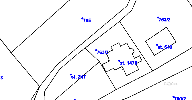 Parcela st. 763/3 v KÚ Luhačovice, Katastrální mapa