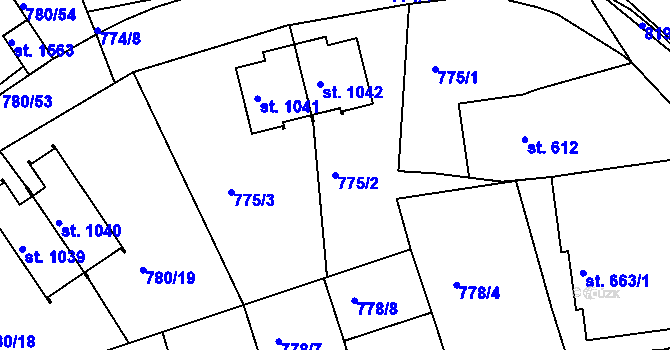 Parcela st. 775/2 v KÚ Luhačovice, Katastrální mapa