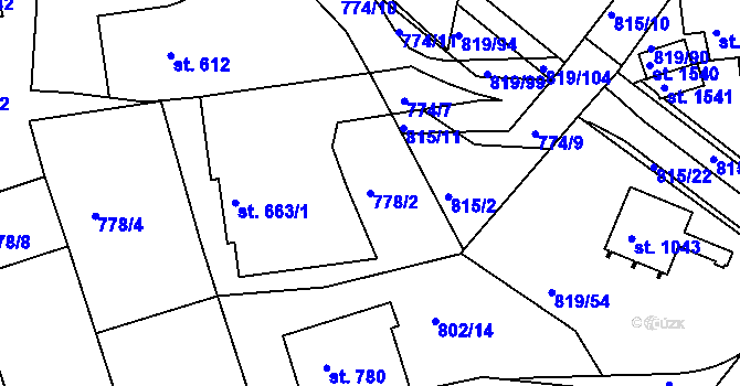 Parcela st. 778/2 v KÚ Luhačovice, Katastrální mapa
