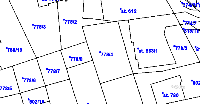 Parcela st. 778/4 v KÚ Luhačovice, Katastrální mapa