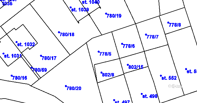 Parcela st. 778/5 v KÚ Luhačovice, Katastrální mapa