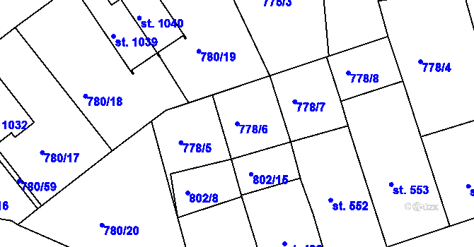 Parcela st. 778/6 v KÚ Luhačovice, Katastrální mapa