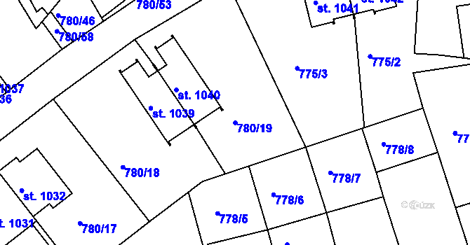 Parcela st. 780/19 v KÚ Luhačovice, Katastrální mapa