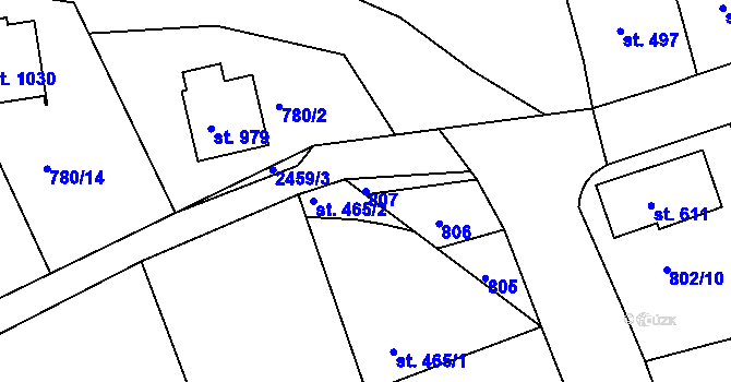 Parcela st. 807 v KÚ Luhačovice, Katastrální mapa
