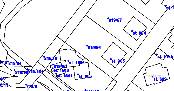 Parcela st. 819/56 v KÚ Luhačovice, Katastrální mapa